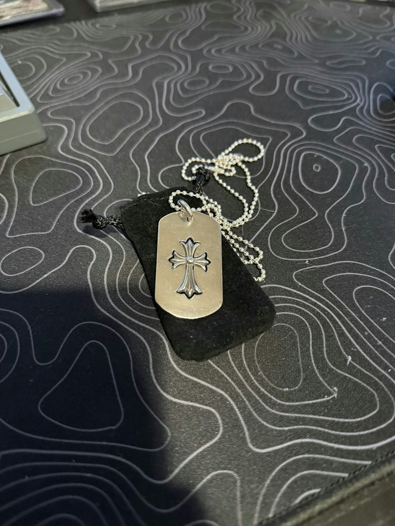 Chrome Hearts Cross Dog Tag Pendant Silver