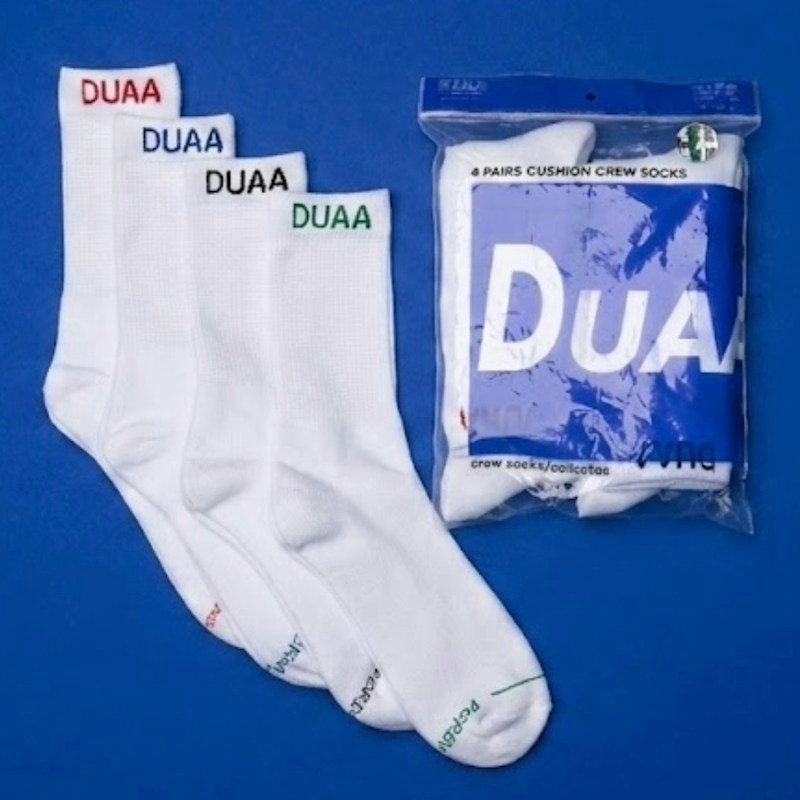 DUAA 4 Pairs Cushion Crew Socks White