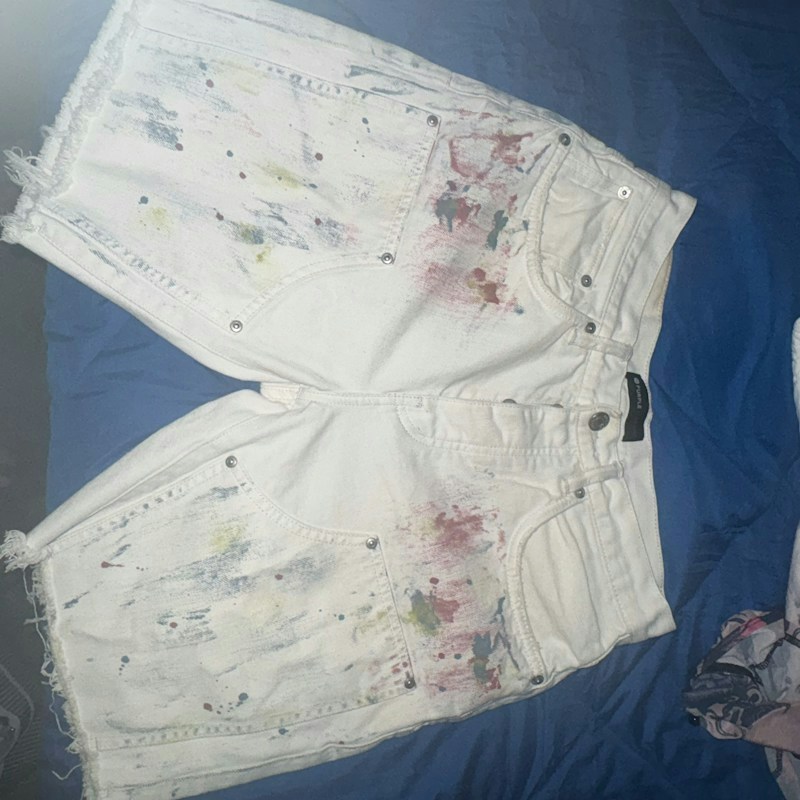 Purple Brand Paint Carpenter Denim Shorts Off White