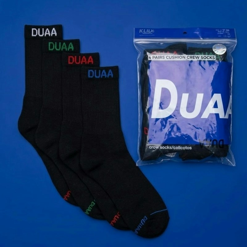 DUAA 4 Pairs Cushion Crew Socks Black