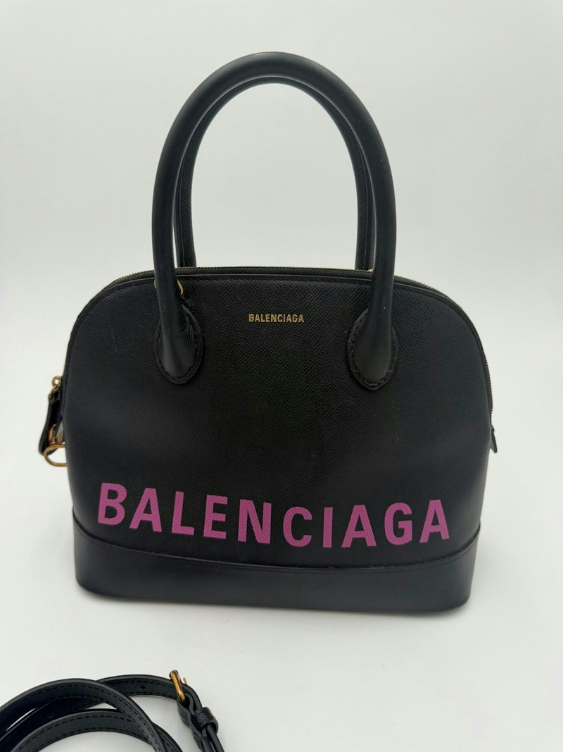 Balenciaga Ville Top Handle Bag Black Pink
