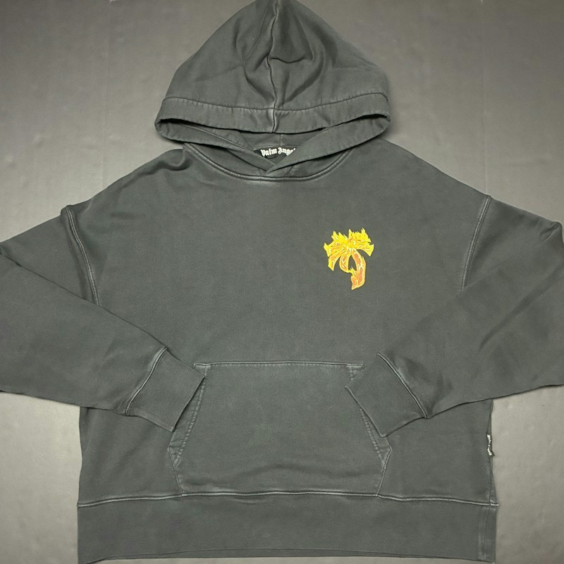 Palm Angels Flaming Palm Hoodie Vintage Black