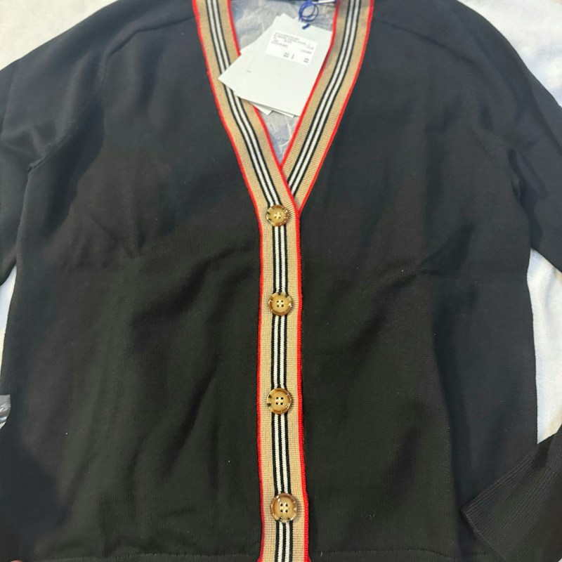 Burberry Check Trim Cardigan Black