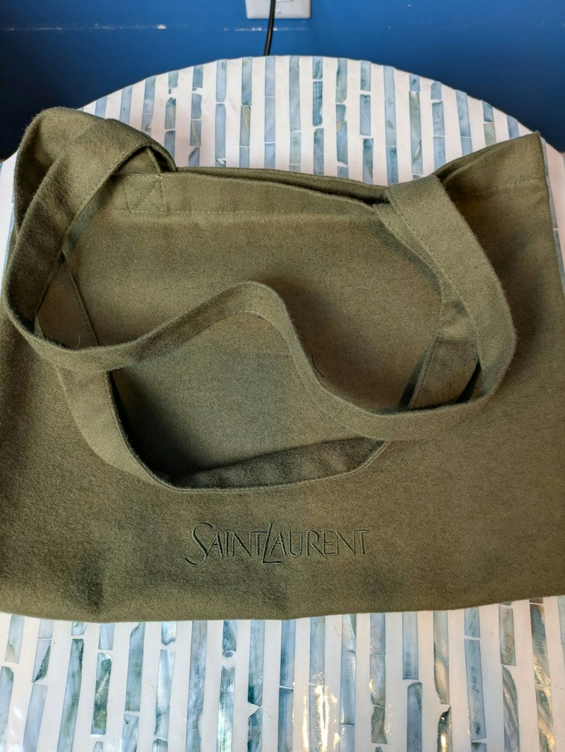 Saint Laurent Felt Tote Bag Green