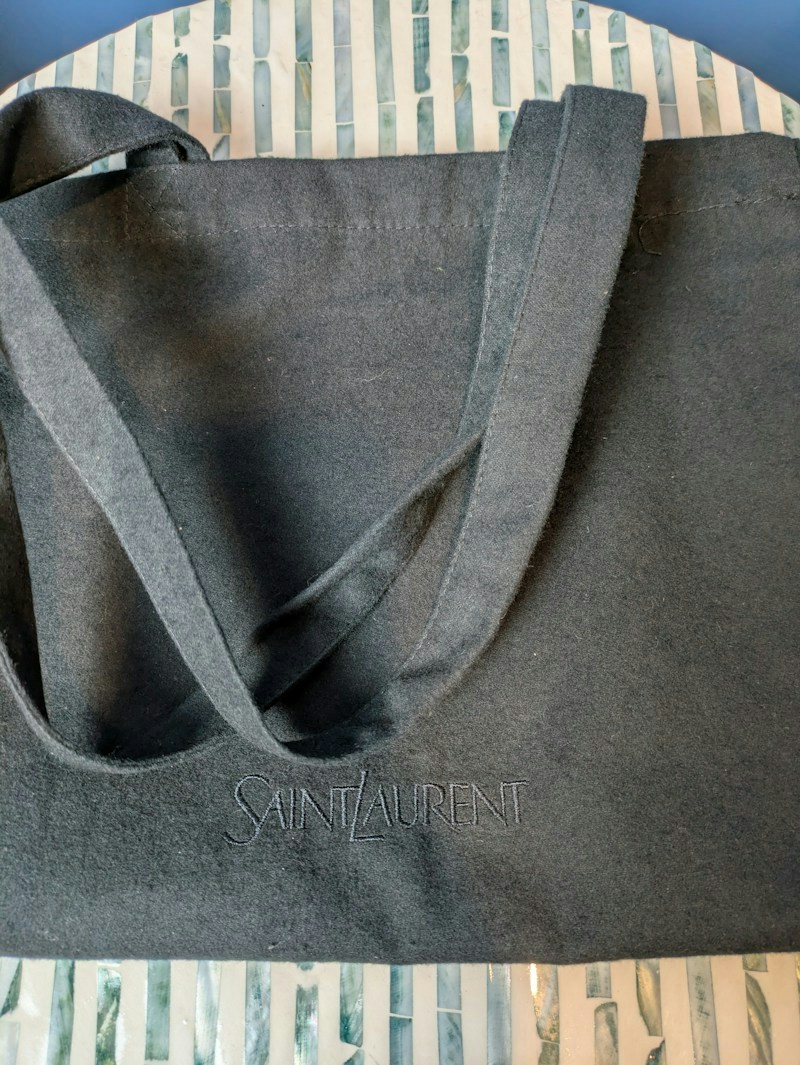 Saint Laurent Embroidered Logo Fleece Tote Bag