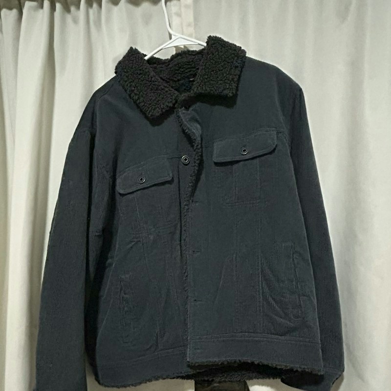 Corduroy Sherpa Collar Jacket Black