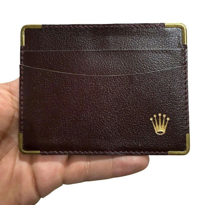 Vintage Rolex Leather Card Wallet Burgundy