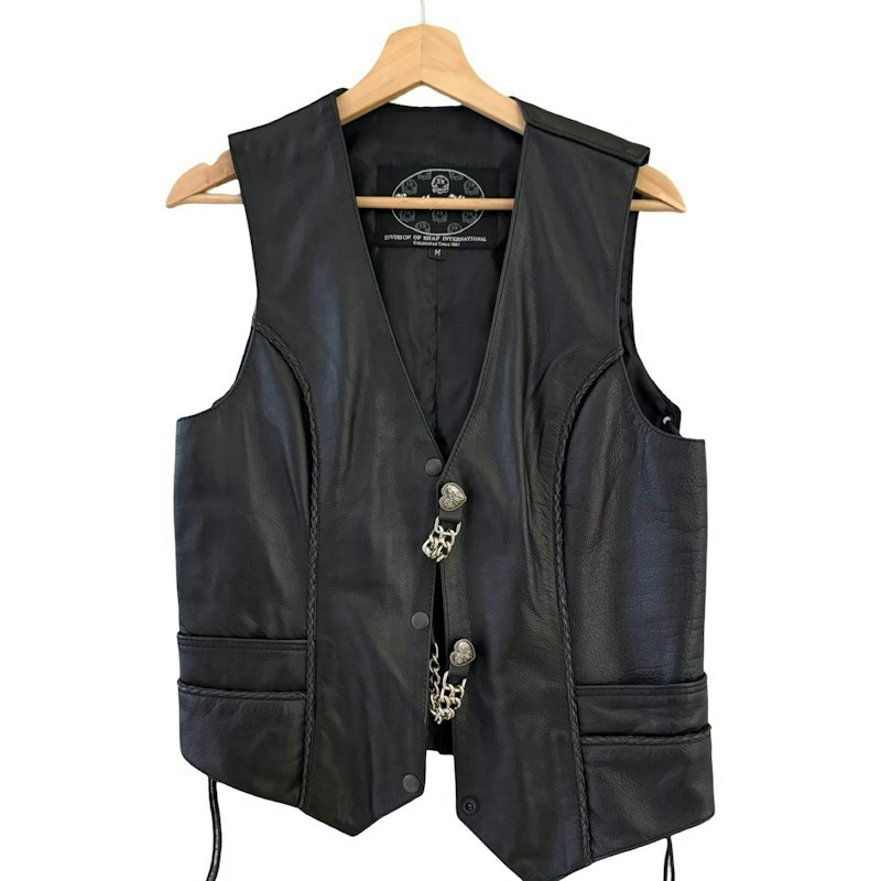 Vintage 90s Vest with Chrome Hearts Leather Silver Chains