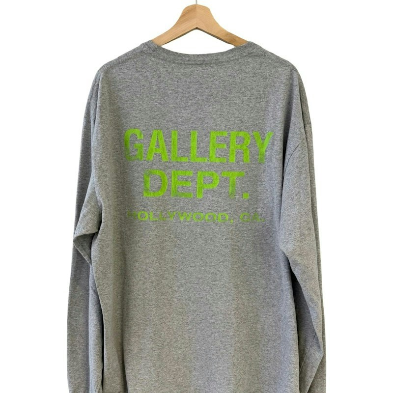 Gallery Dept. Long Sleeve T-Shirt Heather Grey Neon Green