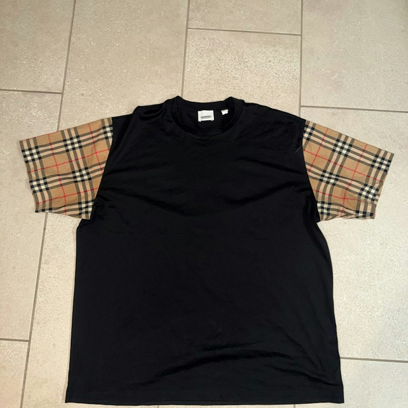 Burberry Check Sleeve T-Shirt Black