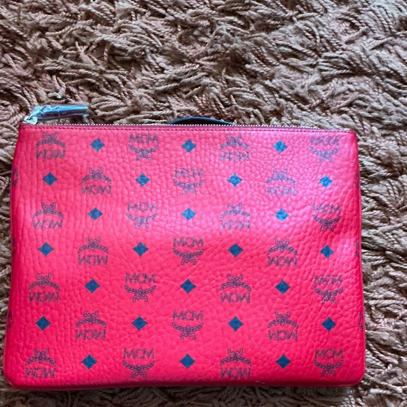 MCM Visetos Monogram Crossbody Pouch Red