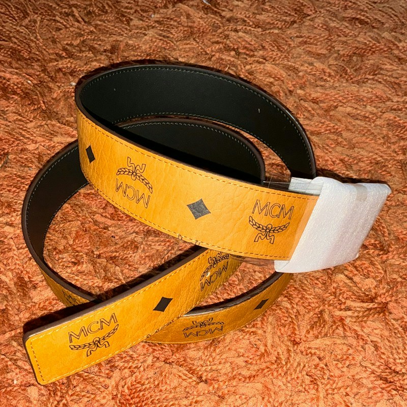 MCM Monogram Reversible Belt Cognac