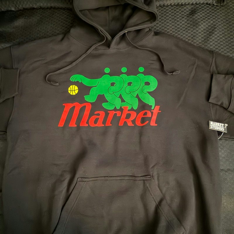 Market Basketball Graphic Hooded Sweatshirt Black