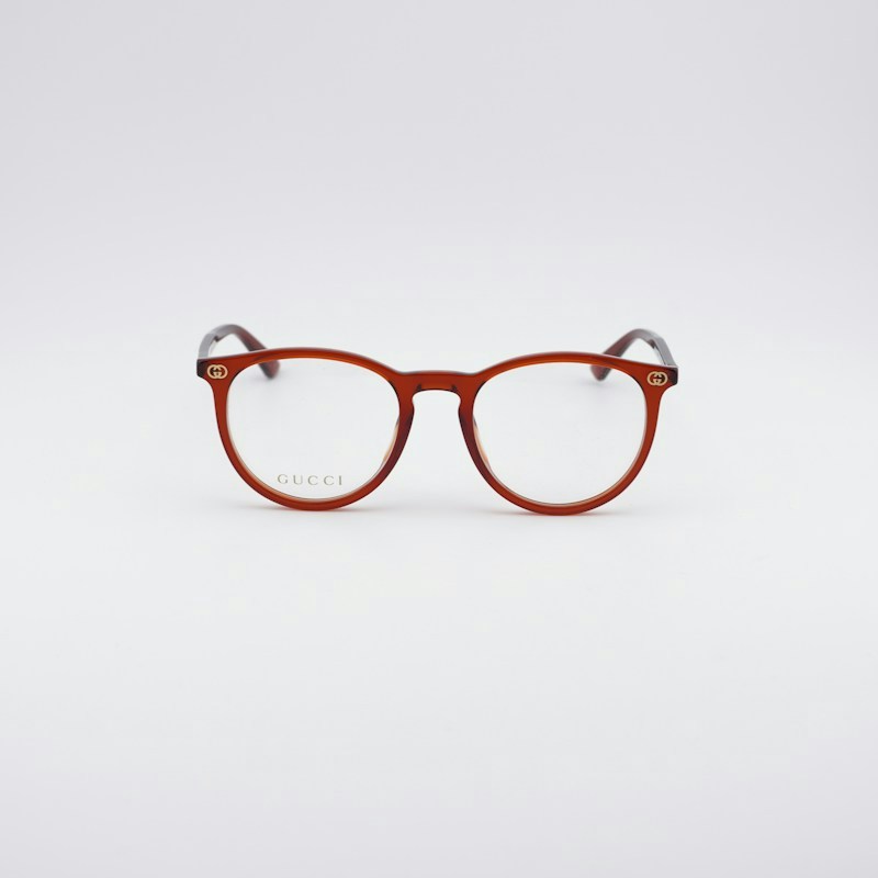 Gucci Round Frame Eyeglasses Shiny Bordeaux