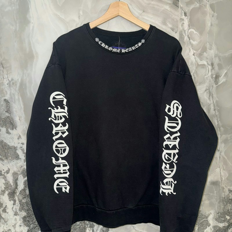 Chrome Hearts Scroll Logo Crewneck Sweatshirt Black