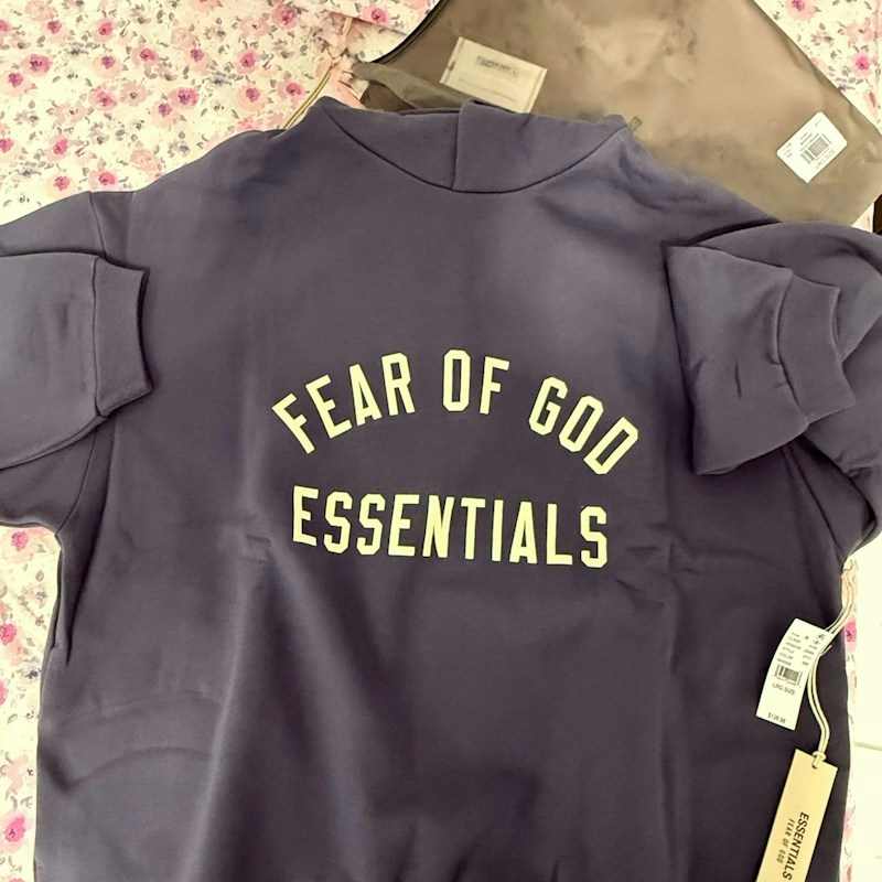 Fear of God Essentials Logo Hoodie Marine