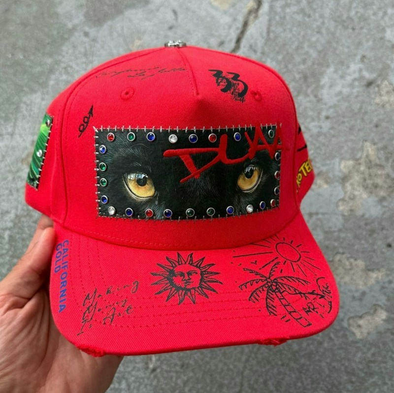 DUAA Red Custom Patch Snapback Hat