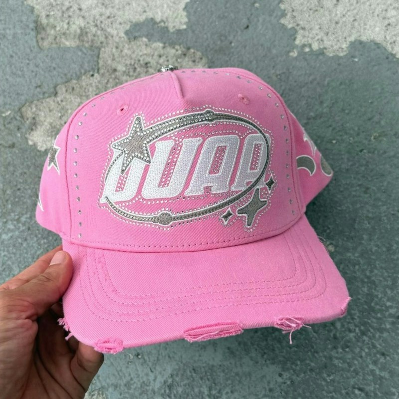 Duaa Rhinestone Star Trucker Hat Pink