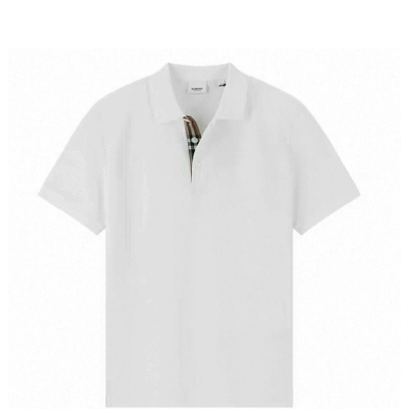 Burberry Check Placket Polo Shirt White