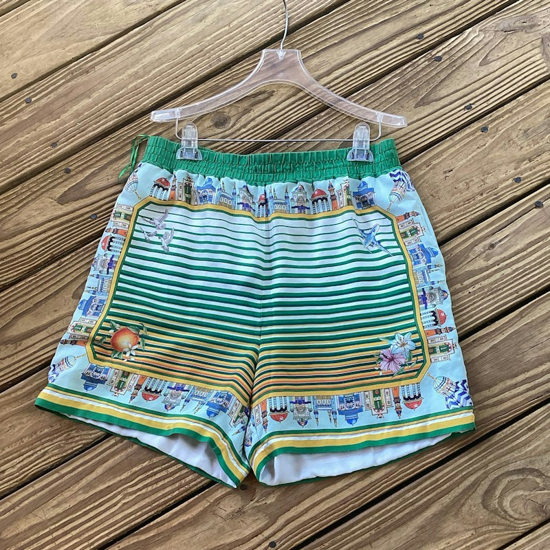 Casablanca Silk Printed Shorts Green