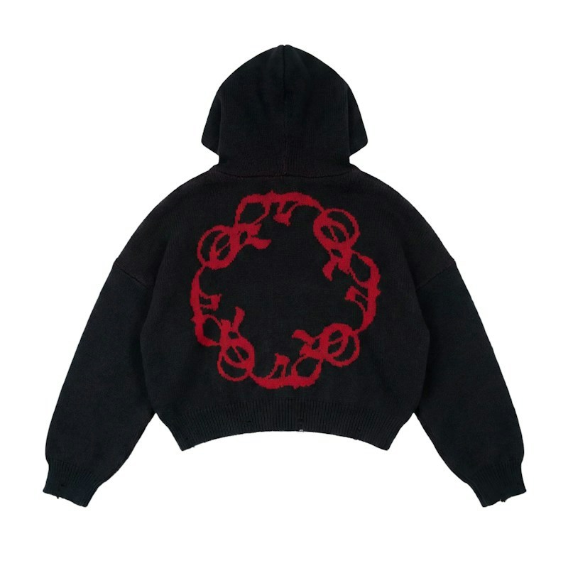 Omerta Black Knitted Zip Hoodie