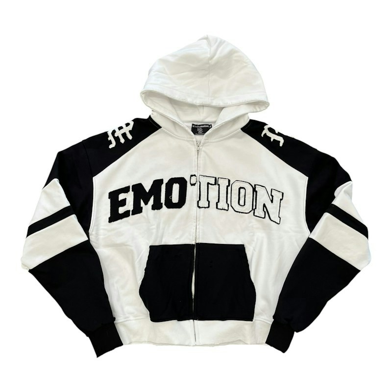 Mixed Emotion Varsity Hoodie Black White