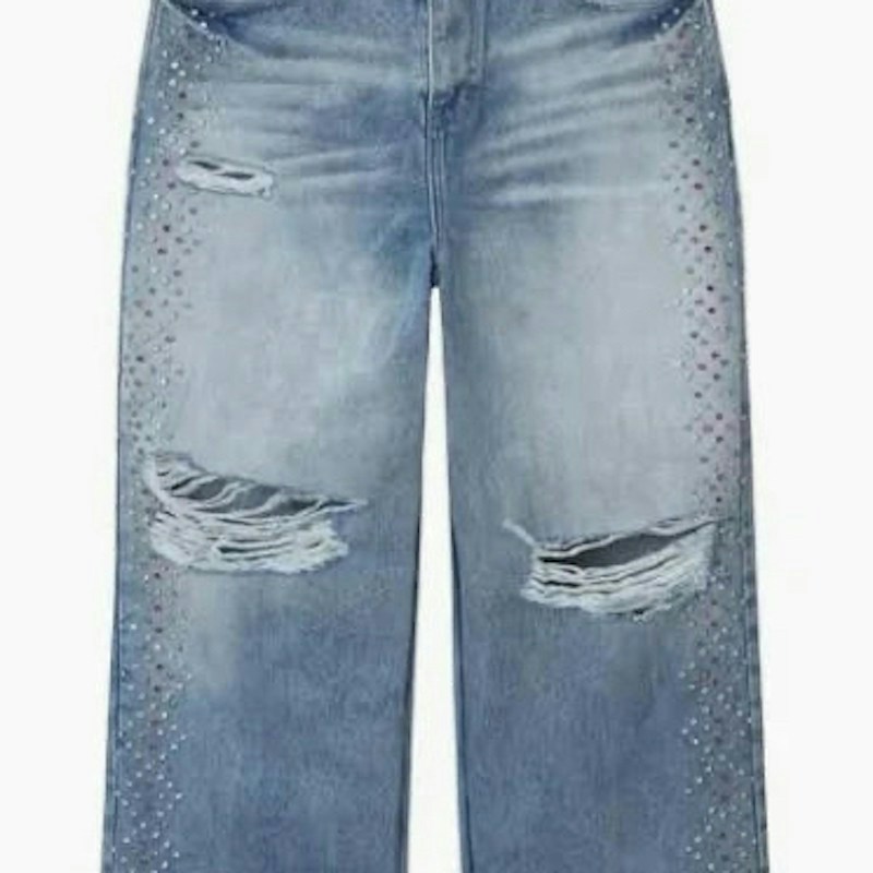 HMDD Crystal Distressed Denim