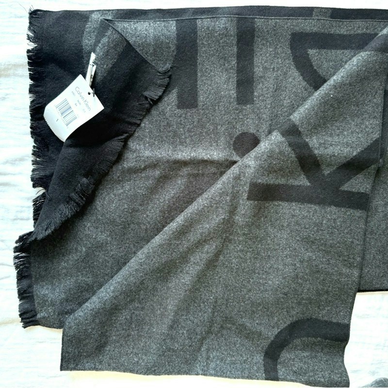 Calvin Klein Logo Scarf Black Grey