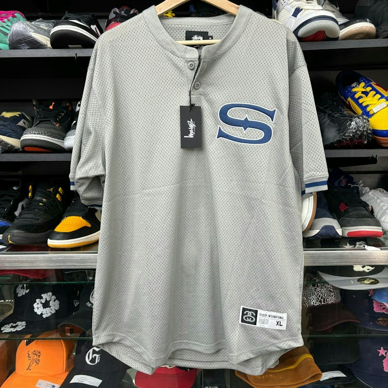 Stüssy S Mesh Baseball Jersey Grey