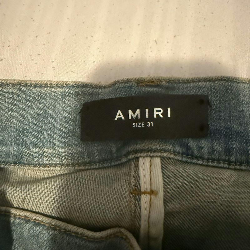 Amiri Distressed Slim Jeans Blue