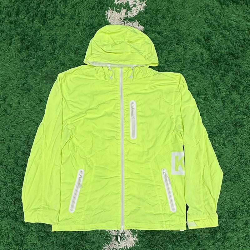 Kith Hooded Windbreaker Jacket Neon Yellow