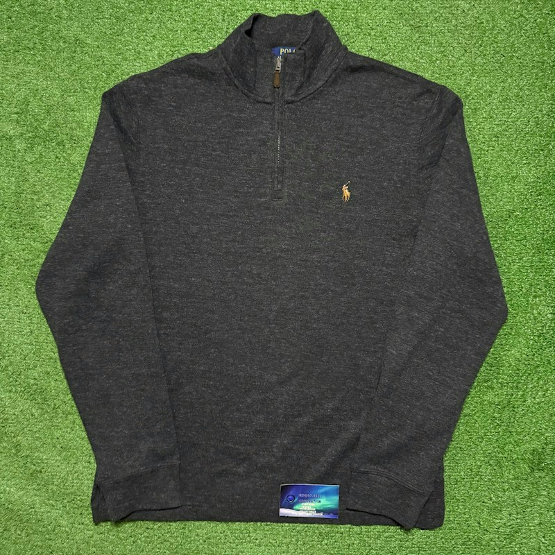 Polo Ralph Lauren Estate Rib Quarter-Zip Sweater Dark Heather Grey