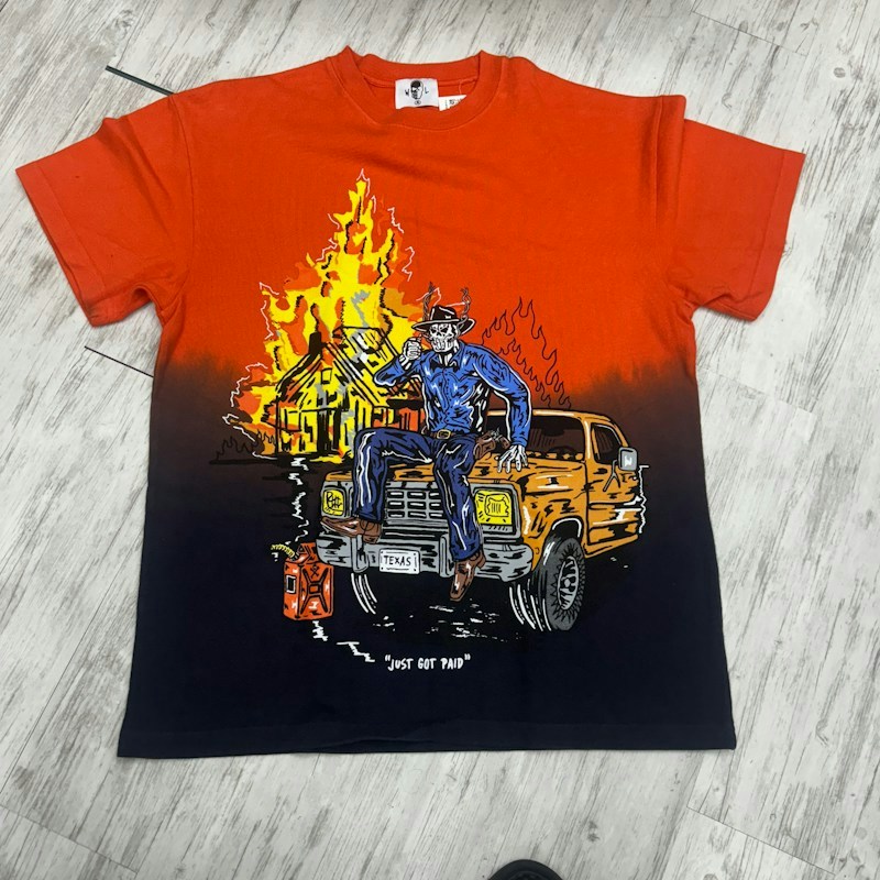 Just Got Paid T-Shirt Orange Black