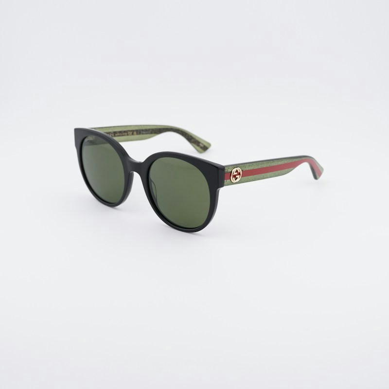 Gucci GG0035SN 002 Round Sunglasses Black Green