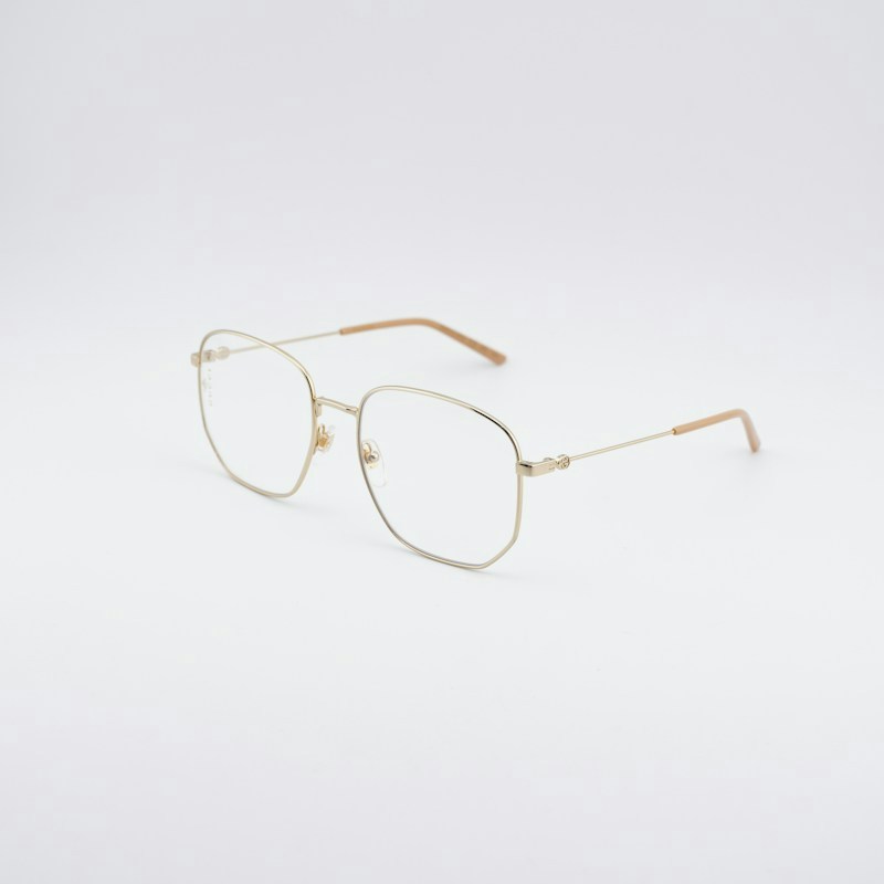 Gucci GG0396S 001 Square Sunglasses Gold / Transparent
