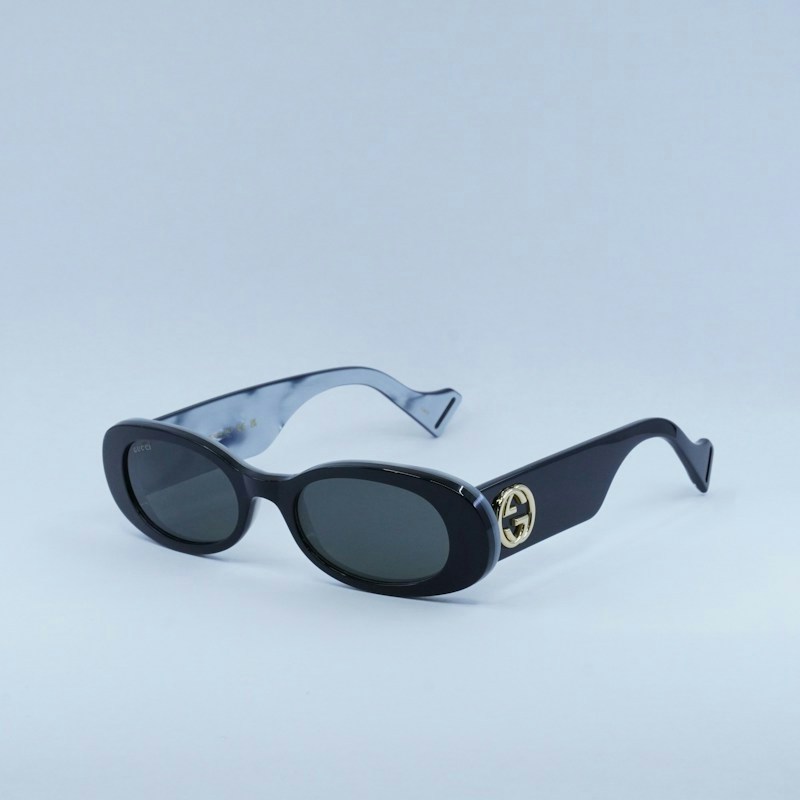 Gucci GG0517S 001 Oval Sunglasses - Black / Grey