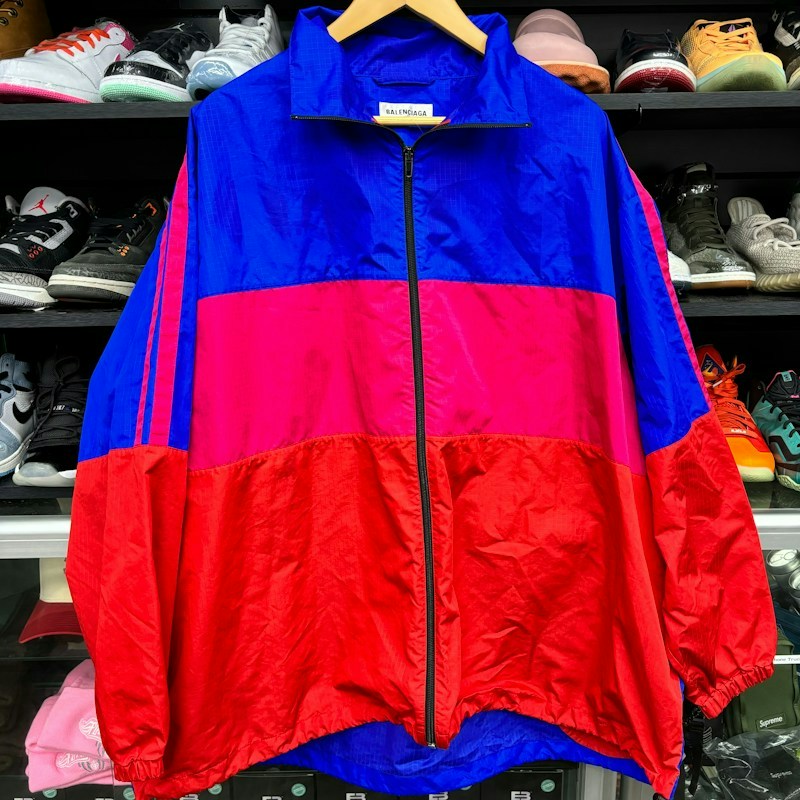 Balenciaga Colorblock Ripstop Windbreaker Jacket Blue/Pink/Red