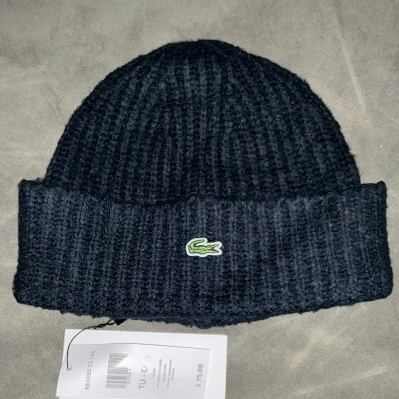 Lacoste Ribbed Beanie Navy Blue