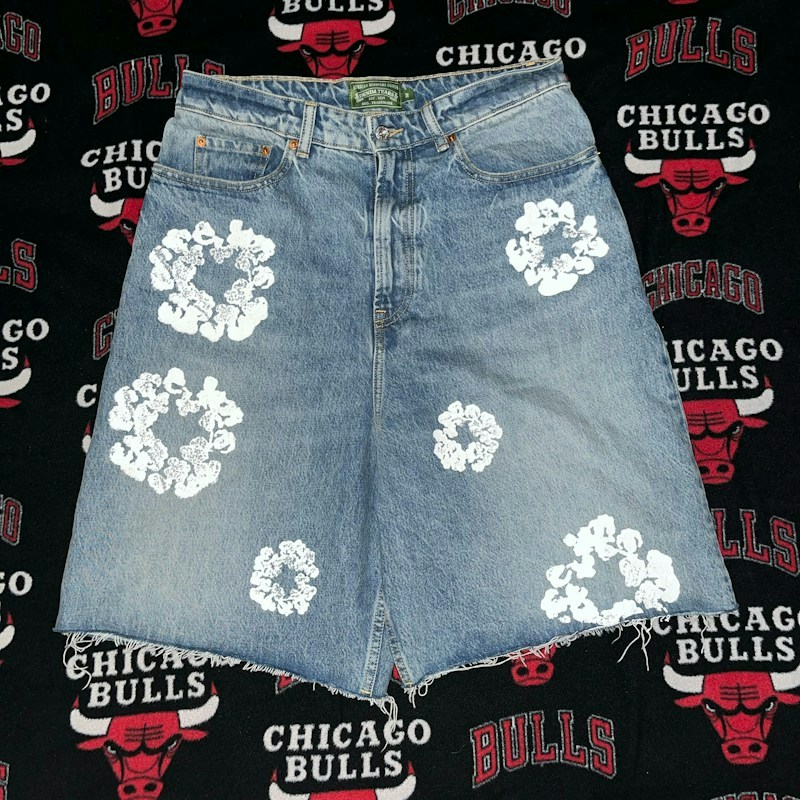 Denim Tears Cotton Wreath Denim Shorts Blue