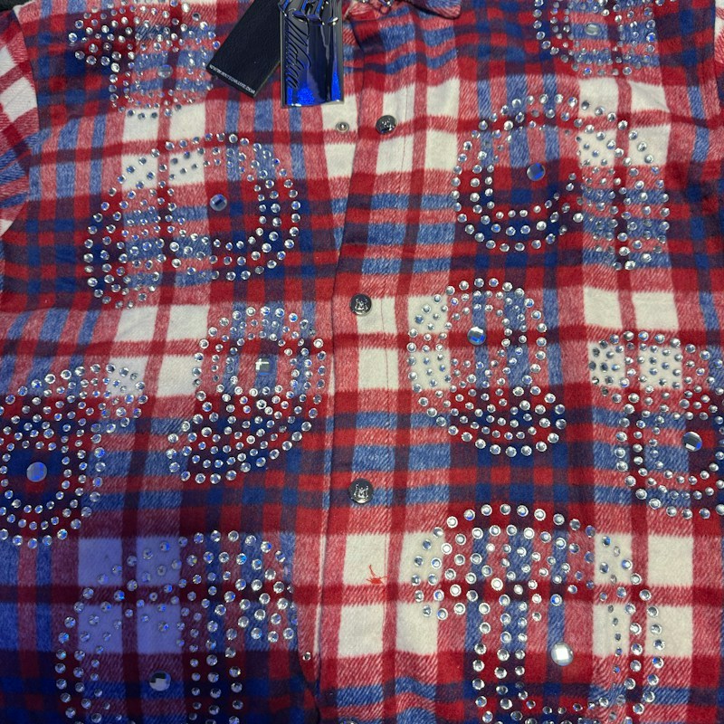 Watson Luxe Big Paisley Crystal Flanellhemd Rot Blau Weiß
