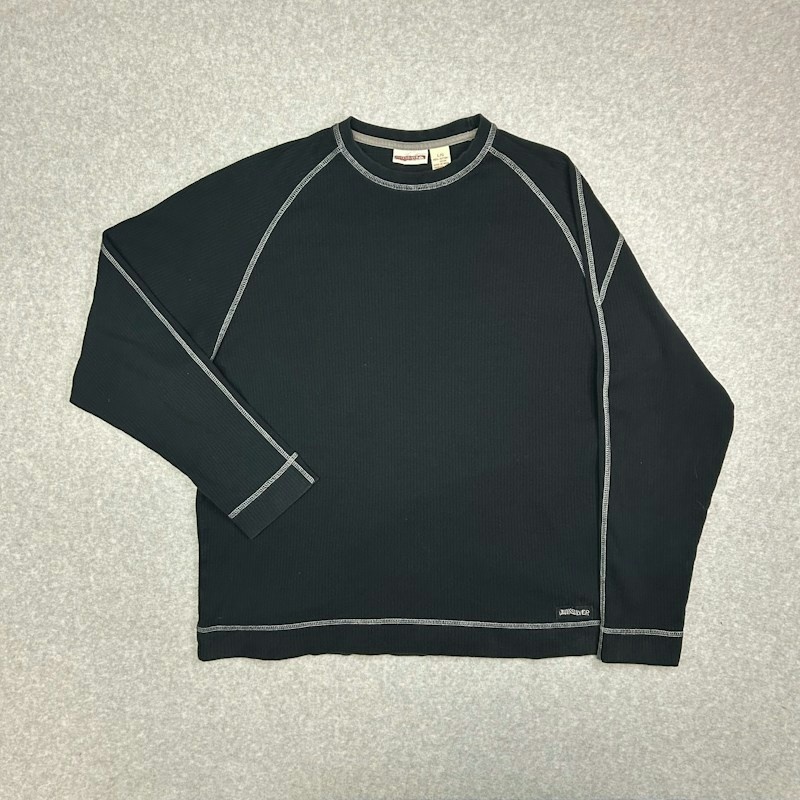 Quiksilver Y2K 2000s Contrast Stitch Long Sleeve Surf-Wear Shirt Black