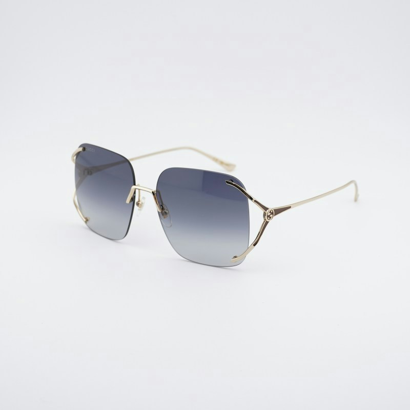 Gucci GG0646S 001 Square Sunglasses - Gold / Grey