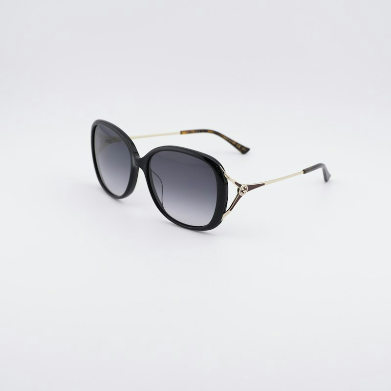 Gucci GG0649SK 002 Butterfly Sunglasses Black / Grey