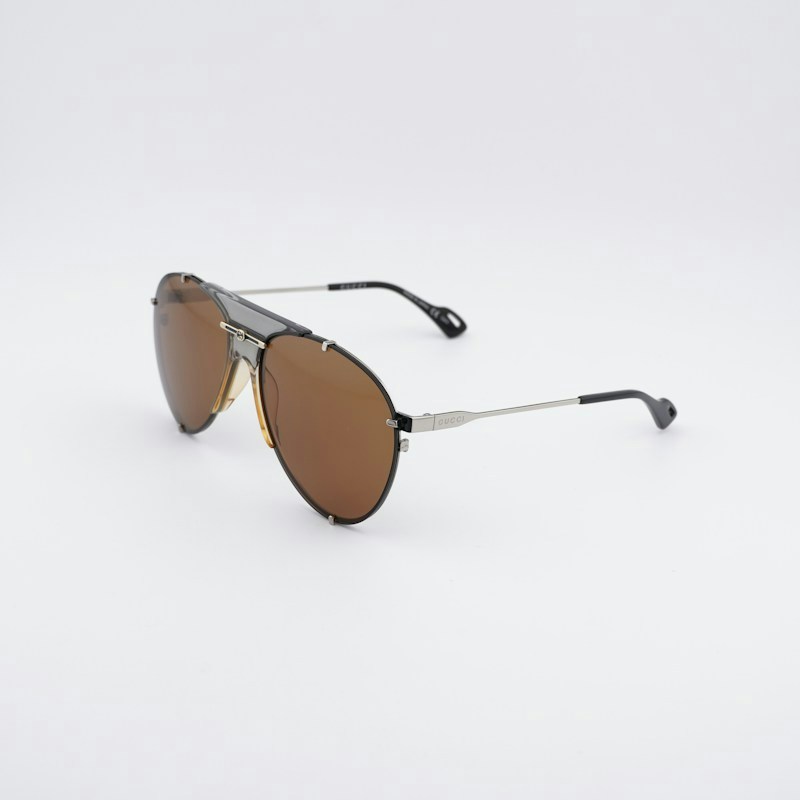 Occhiali da sole Gucci GG0740S 003 Aviator argento/marrone