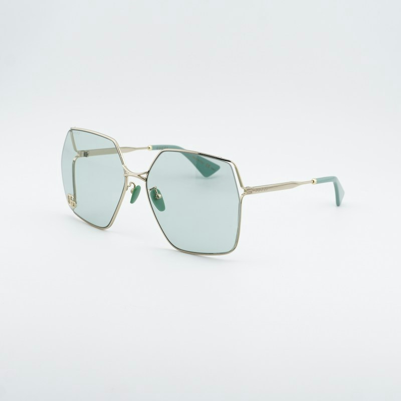 Gucci GG0817S 003 Square Sunglasses Gold / Green