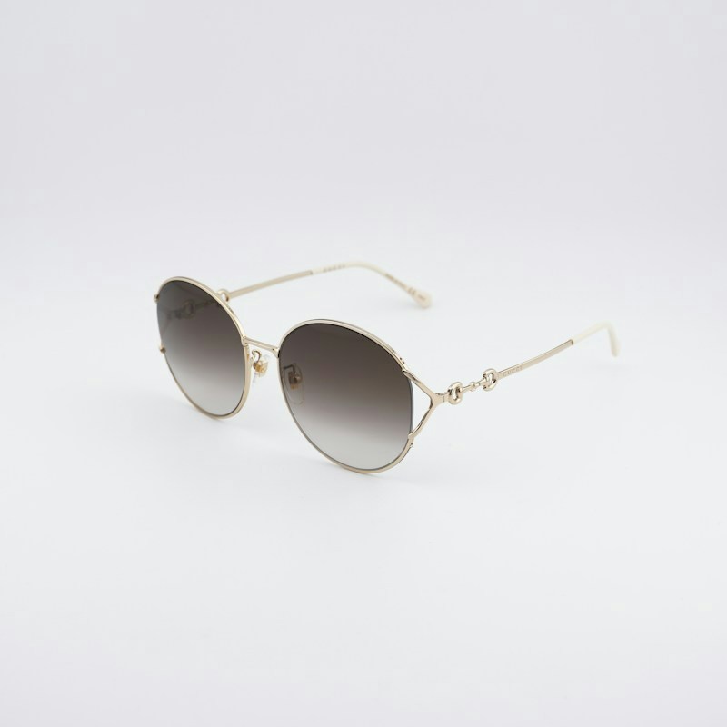 Gucci GG1017SK 003 Round Sunglasses - Gold / Brown