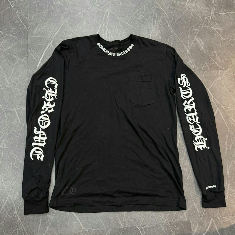 Chrome Hearts Scroll Logo Pocket Long Sleeve T-Shirt Black