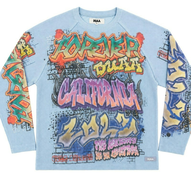DUAA Graffiti Long Sleeve Thermal Shirt Blue