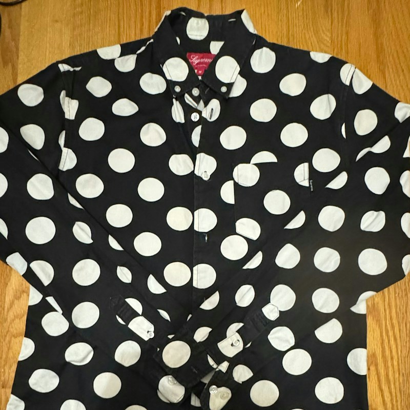 Supreme Polka Dot Button Down Shirt Black White