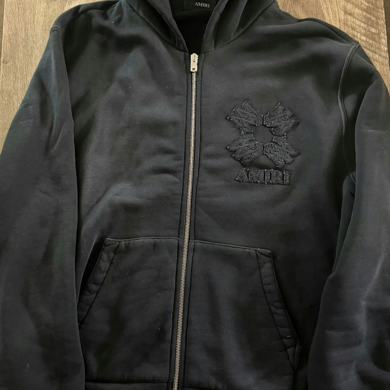 Amiri Zip Up Hoodie Black